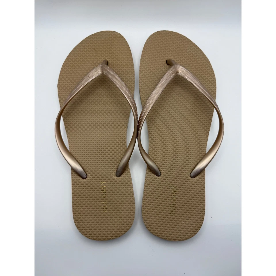 Sandalias chanclas para mujer viejas doradas azul marino cómodas Foto 1 de 2
