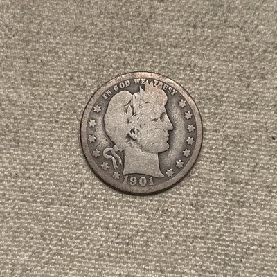 1901-O New Orleans Barber Quarter Dollar Liberty Head 25c Coin VG+ - Image 1 of 2