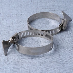 2 Pcs Stainless Steel Throat Hose High Tension Worm Clamps Drive Clip for Gas - Picture 1 of 11