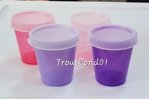 TUPPERWARE Midgets Mini Bowls 2oz Set 4 Small Cups Purple Pink Lilac Pastel Pink - Picture 1 of 4