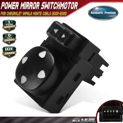 Interruptor de espejo retrovisor eléctrico del conductor delantero para Chevrolet Impala Monte Carlo 2000-2005 Foto 1 de 4