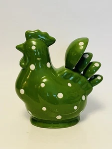 Temptations Green White Polka Dot Rooster Chicken 5pc Measuring Spoon Set - Picture 1 of 9