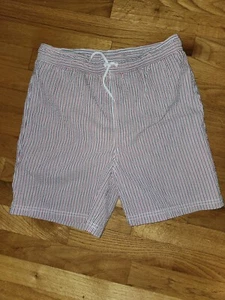 JANIE AND JACK Swim Trunks Boys Sz 18 Red, White & Blue Stripe Lined EXC - Picture 1 of 4