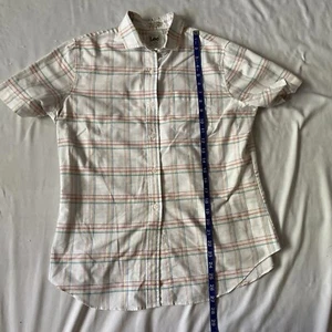 Vintage Lee Mens White Short Sleeve Button-Up Shirt With Multicolor Plaid 90's - Picture 1 of 10