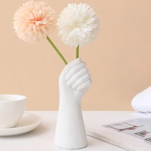 Modern Hand White Colour Resin Vase Creative Item Home and Office Décor Ornament - Picture 1 of 4