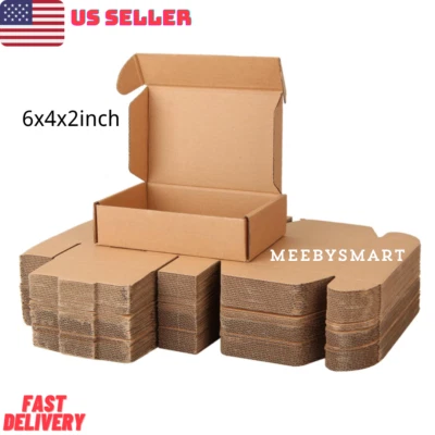 5~50 6x4x2in Shipping Boxes Pack Brown Corrugated Cardboard Boxes giftbox Bussin - Image 1 of 4