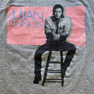 Vtg Julian Lennon T-Shirt Medium Valotte Tour Single Stitch Grey Pink Sleeveless - Bild 1 von 19
