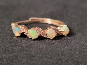 Natural Ethiopian Opal 925 Sterling Silver Ring Free Size 0674 - Picture 1 of 7