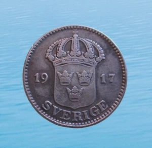SCHWEDEN 25 ERZ 1917 W GUSTAF V SILBER KM 785 #5873# - Bild 1 von 2