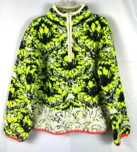 ANTHROPOLOGIE XS Christina Fuzzy Half Zip Pullover Sweater Alpaca Wool Yak Green - Picture 1 of 8