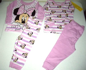 T23 NWT Baby Size 12M Disney Baby 4 pc Minnie Mouse Pajama Set 2 Tops & 2 Pants - Picture 1 of 4