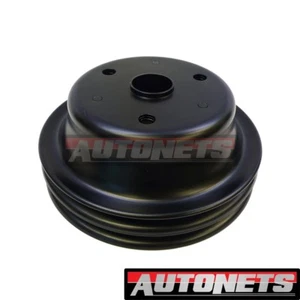 SB Chevy Black Steel Crankshaft Pulley 2 Grooves LWP Long Water Pump 350 Crank - Picture 1 of 2
