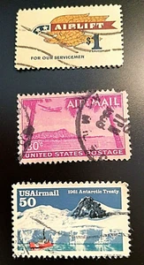 SCOTT # 1341 , C46 & C130 - SET OF THREE USED STAMPS - VF - PLEASE SEE PHOTO'S - Picture 1 of 2