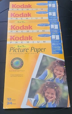 Kodak Premium Photo Paper 5x7 High Gloss 12 Sheets For Inkjet - Lot of 4 Packs - Image 1 of 2