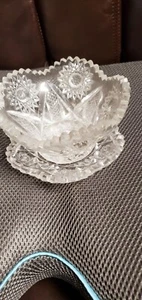 2 teiliges Geschirr geschliffenes Glas Set - Bild 1 von 3