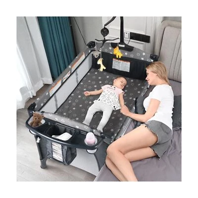 BIUSIKAN Comodino Culla per Bambino, Culla per Bambini con Cambio Pannolini, Materassino... - Immagine 1 di 4