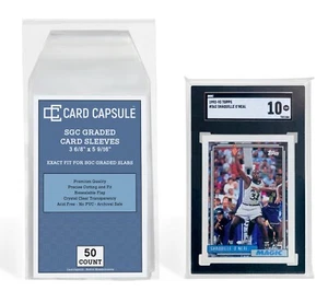 Card Capsule 50 Count Exact Fit for SGC Graded Slabs Resealable Sleeves Bags - Picture 1 of 3