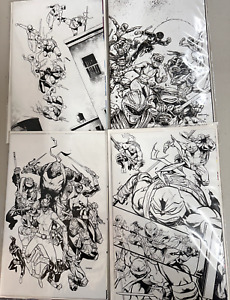 TMNT MMPR Lot of 4 Unlocked Black and White Retailers Variants NEW Boom! #S
