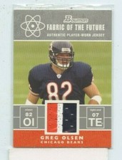 GREG OLSEN 2007 Bowman FABRIC OF THE FUTURE RC BEARS JERSEY PATCH RELIC FF-GO