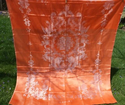 Panel de tela diseño dragón sedoso mandarina naranja damasco brocado 2 yardas x 56 W Foto 1 de 4