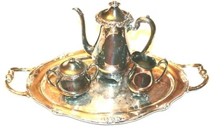 VTG!1881 Rogers Glenrose Silverplate Silver Plated Serving Tray 5-pc Tea Set - Picture 1 of 9