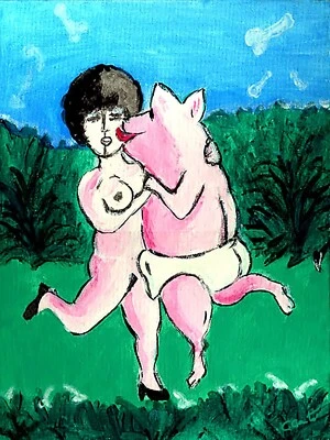 Cult painting of the Mythical coin: "Santa Claus is a garbage" - C. Canto - Image 1 of 2