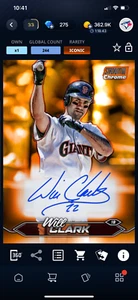 DIGITAL Topps Bunt Stadium Club 24 Will Clark Orange Chrome Signature Iconic - Bild 1 von 2
