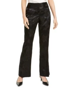 Neu Alfani Bauchhose Damen 4 schwarz Blumenmuster Bauchkontrolle flach vorne schimmernd - Bild 1 von 11