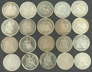 Lote de monedas de patrimonio Liberty sentadas 3 monedas de media moneda de plata ✯ H10c RARO tipo EE. UU. ✯ - Imagen 1 de 3