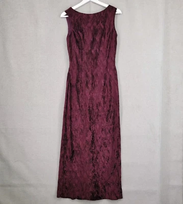 Vestido Jessica McClintock Mujer 10 Borgoña Terciopelo Burnout Maxi Capricho Foto 1 de 4