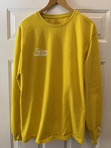 Quiksilver Men's Yellow Long Sleeve Logo Crew Neck T-Shirt - Size L - Picture 1 of 6