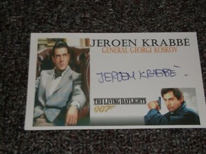 Jeroen Krabbe The Living Daylights signed 3x5 card James Bond 007 villain