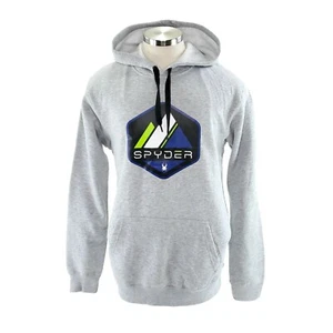 Spyder Para Hombres Grande Gris Jaspeado Azul Manga Larga Pullover Sudadera con Capucha Mezcla de Algodón - Imagen 1 de 9