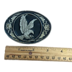 Eagle Logo G-5 Metal 2" Belt Buckle by Siskiyou 1991, Black/Silver, Made in USA - Picture 1 of 6