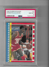 1987-88 FLEER BASKETBALL STICKER AKEEM OLAJUWON GRADED PSA 8 NM-MT Hakeem Olajuw