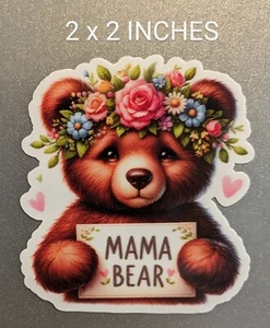2 Zoll Mama Bär Aufkleber Aufkleber Geschenk Mütter Tag Mutter Liebe Kinder Familie Laptop Becher - Bild 1 von 2