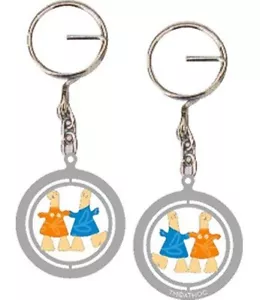 THE PAIR OF MASCOT ATHENS 2004 OLYMPIC GAMES WHITE SPINNER KEYCHAINS KEY HOLDER - Picture 1 of 1