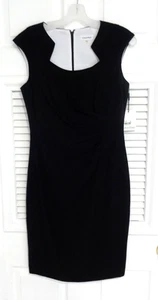 Calvin Klein Black Professional Bodycon Stretch Lined Side Ruched Dress Size 6 - Picture 1 of 6
