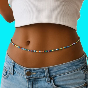 Traditional Multicolor Waist Beads, 42-Inch Tie-On Cotton Strand - Picture 1 of 5