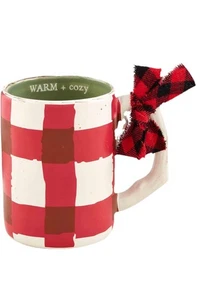 Taza Mud Pie Lodge estampada 16 oz ROJA Y BLANCA ~ ¡Gran regalo navideño! - Imagen 1 de 4