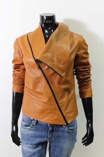 VETEMENTS Giacca donna colore marrone fatto a mano pura pelle di agnello cappotto slim fit