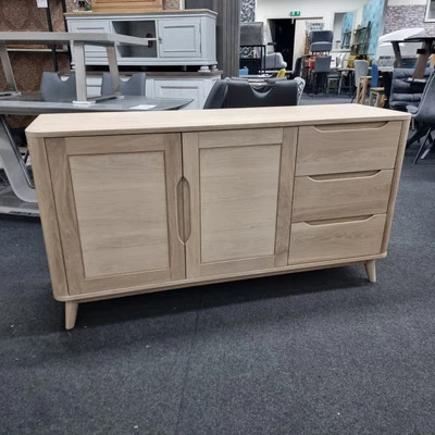 New Scandinavian Light Pale Oak 2 Door 3 Drawer Sideboard *Christopher Pratts* - Image 1 of 4