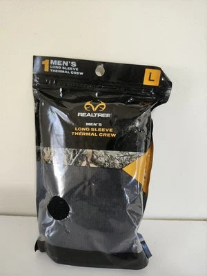 NEW Realtree Men's Large Thermal Long Sleeve Crew Shirt  Black Base Layer NIB - Image 1 of 2