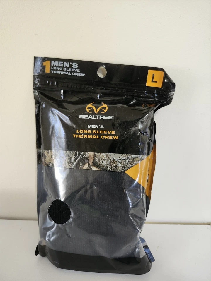 NEW Realtree Men's Large Thermal Long Sleeve Crew Shirt  Black Base Layer NIB - Image 1 of 2