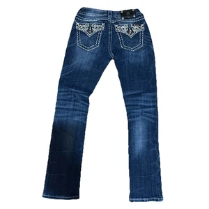 Miss Me Women’s Jeans Embellished Signature Straight Medium Wash Distress 27 - Picture 1 of 10