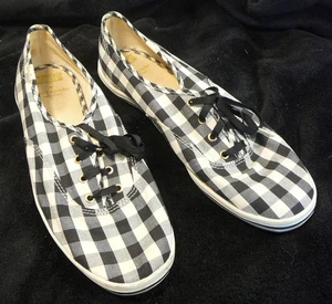 Kate Spade for Keds CHAMPION Classic Black White Gingham Check SNEAKERS Size 9M - Picture 1 of 10