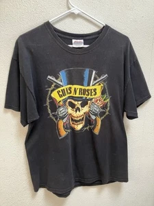VTG GUNS N' ROSES SKULL PISTOL LOGO T-SHIRT Large CONCERT TEE Y2K 00's - Picture 1 of 13