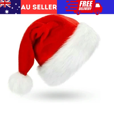 Adult Kids Santa Hat Christmas Cap Costume Xmas Party Wear Costume Claus - image 1 of 4