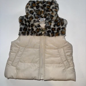 Kids Headquarters Puffer Vest Beige Animal Print Top Size 3/6 M - Picture 1 of 3