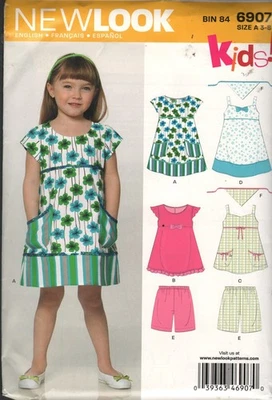 New Look 6907 Girls Summer Clothing Pattern Size 3 4 5 6 7 8 Dress Shorts Top  - Image 1 of 2